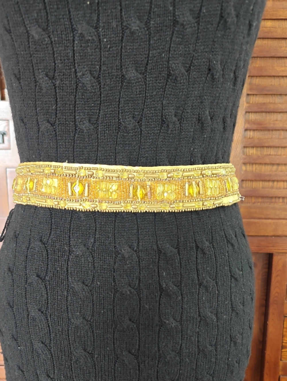 Vintage Beaded Belt in Gold & Amber